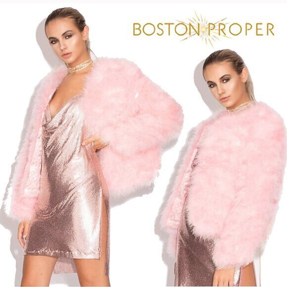 Boston Proper Jackets & Blazers - 💥SHOWSTOPPER💥Genuine Ostrich Feather Jacket in Light Pink